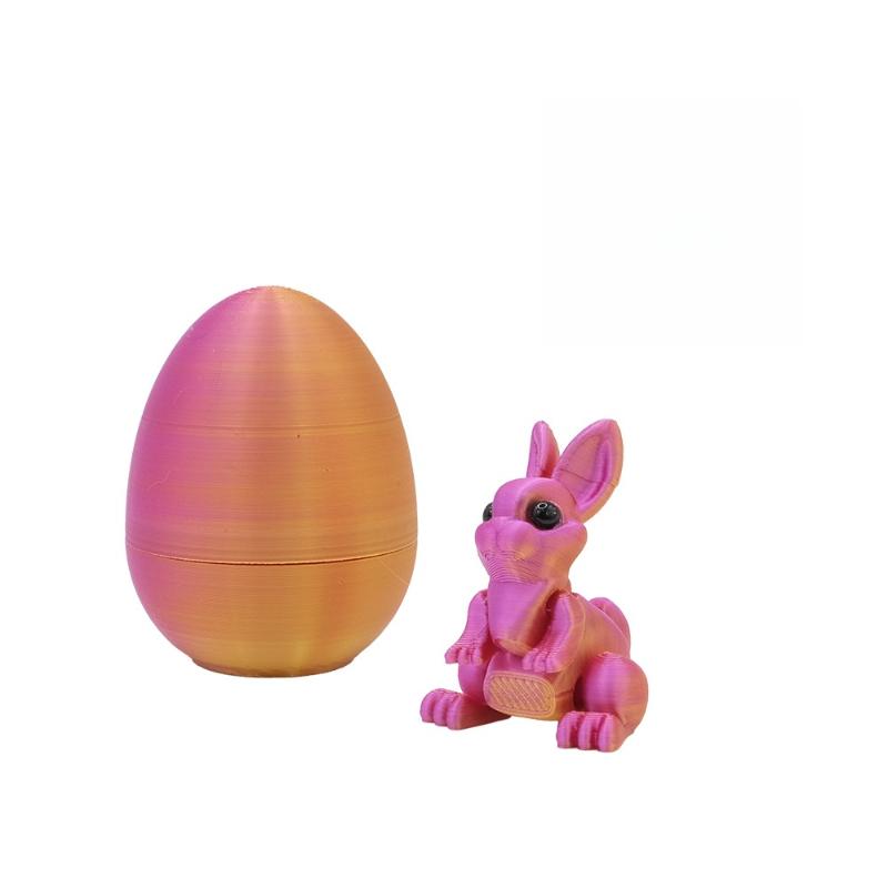 

2Pcs Easter Rabbit Home Desktop Decoration 3D Printed Rabbit Eggs Ornament Animal Model Happy Easter Gift For Kids A4