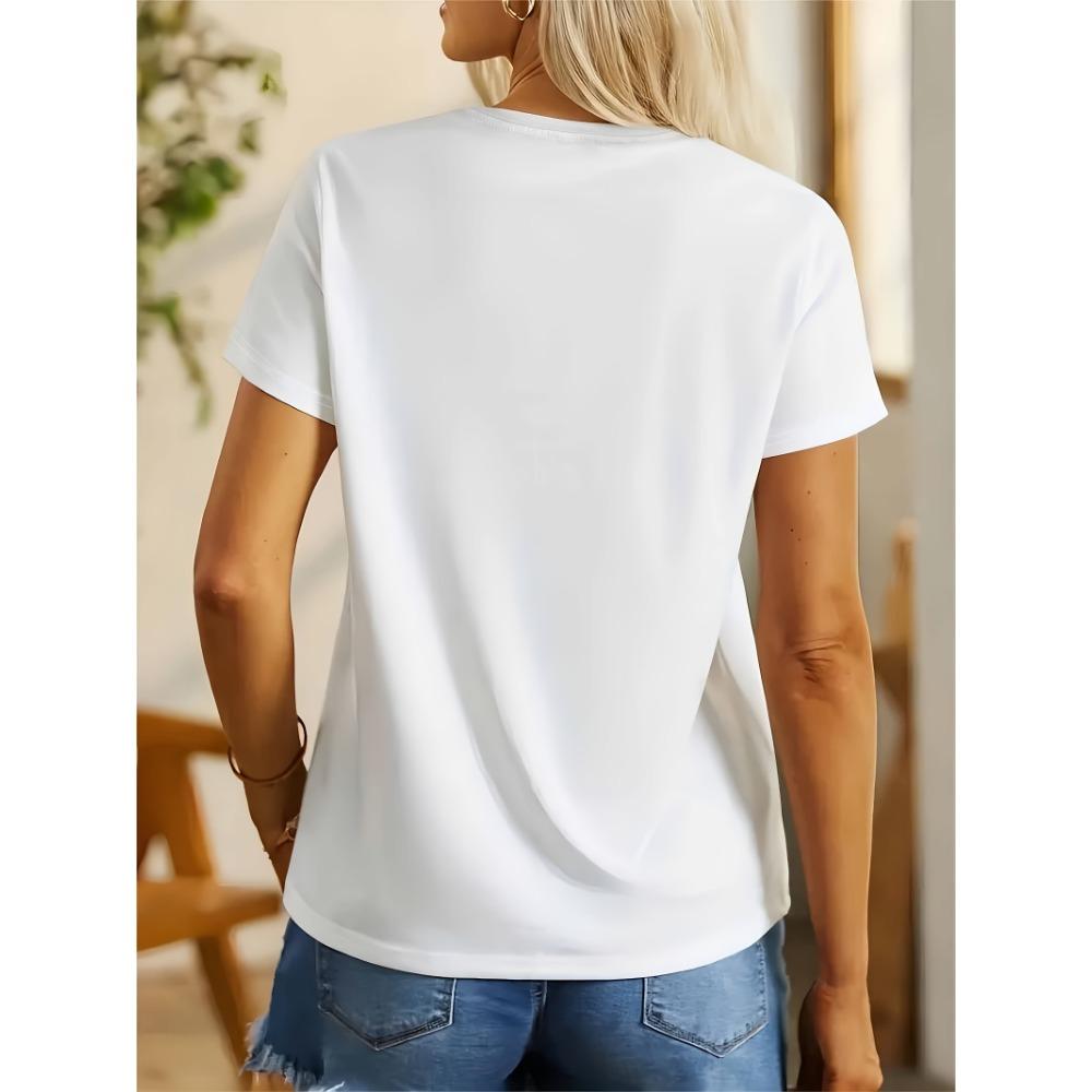 Abstract face printed T-shirt, women's fashionable top
