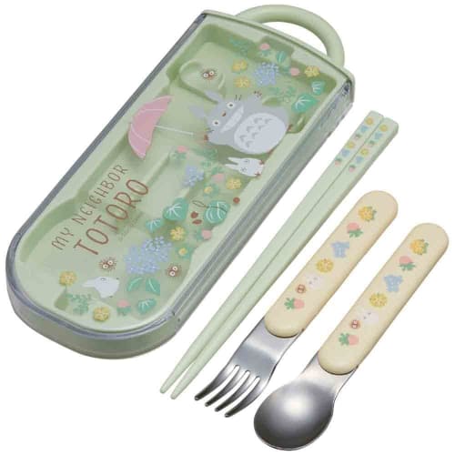 

Skater Children s Antibacterial Slide Trio Set Lunch Box Chopsticks Spoon Fork Totoro Sanpomichi Made in Japan TACC2AG-A