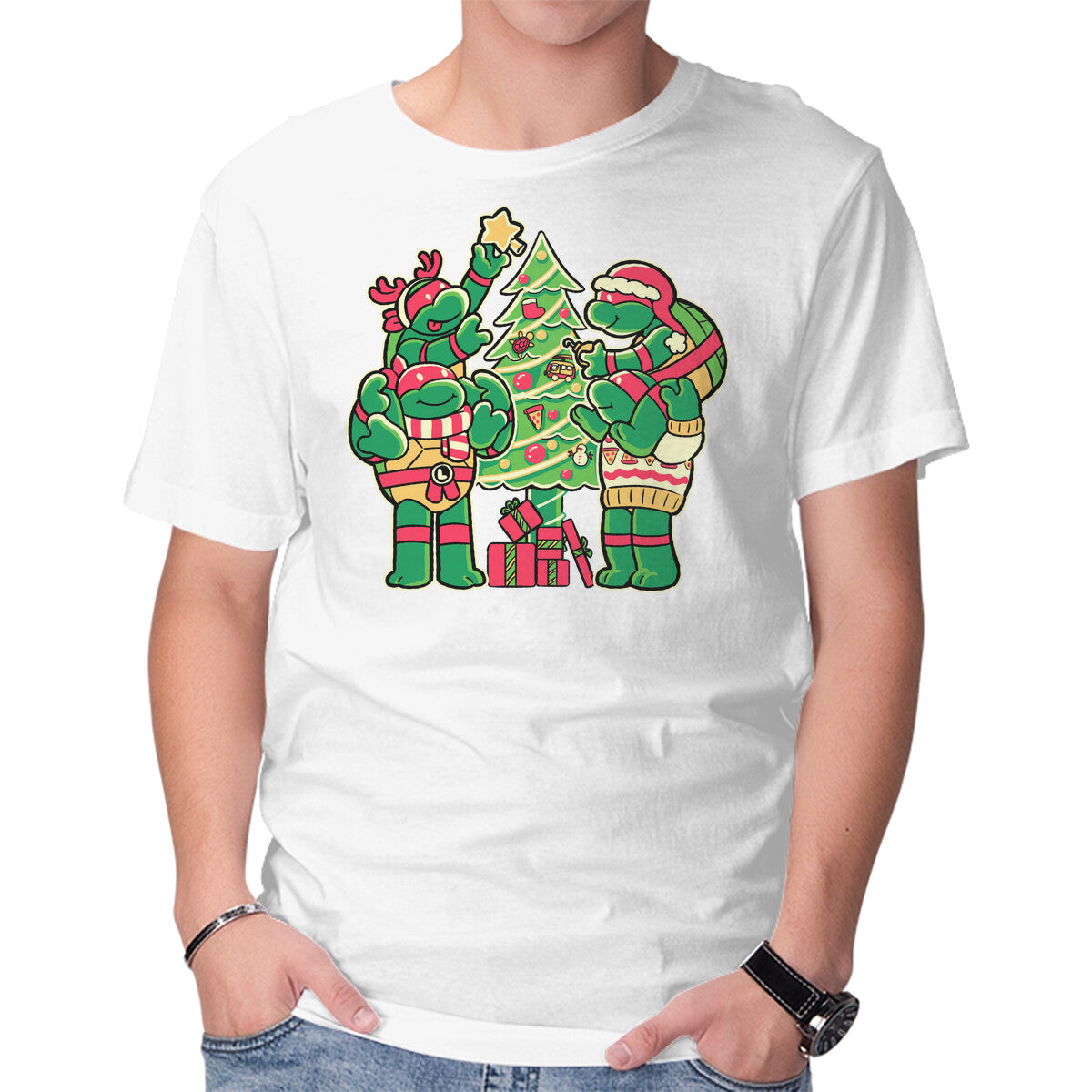 Unisex Crew Neck T-Shirt Cozy Xmas Graphic Short Sleeve Casual Tee L