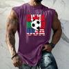 Men Sleeveless Tank Top Loose Fit Basic Vest Soccer Themed Graphic Print Summer Casual Sportswear Muscle Shirt