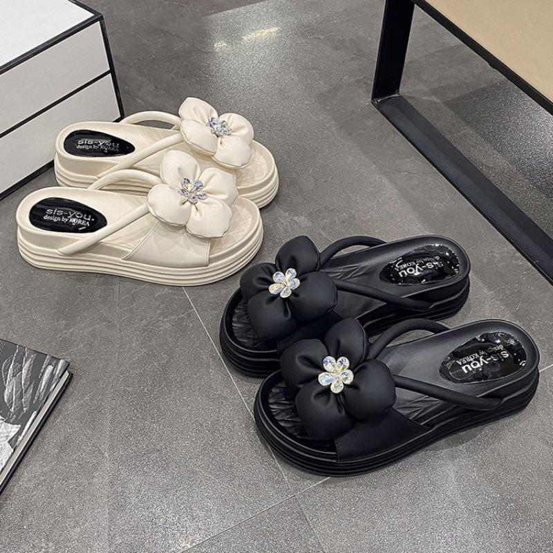 Léto Nové Síťové Červené Všechno s Silnou Podrážkou Temperament Móda Plážové Pantofle Přílivové Květinové Pantofle Dámské Nošení Venku