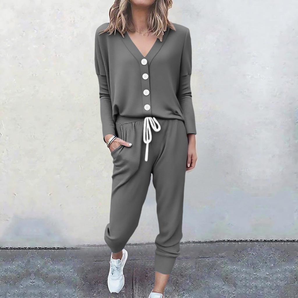 Women Set With Pockets Loose Tops+Pants