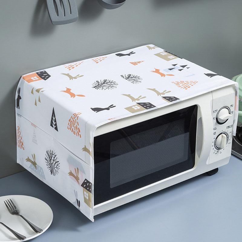 Microwave Dust Cover with Pocket Reusable Microwave Cover with Cartoon Design To Prevent Dust and Fumes in The Kitchen and Home