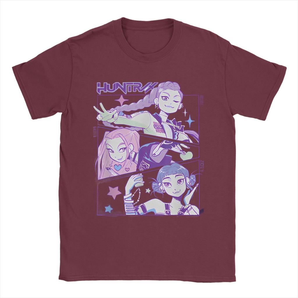 Huntrix Demon Hunters Tour Poster T Shirt Men Vintage 100 Cotton T-Shirts Summer Crew Neck Hip Hop Tee Shirt Oversized Clothing