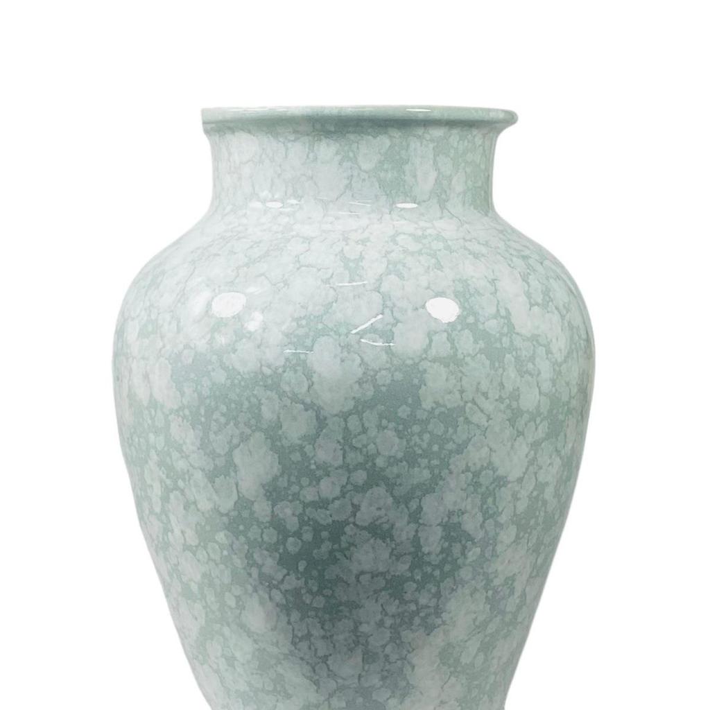 Celadon Cloud Glaze Ceramic Vase with Silk Daisy Flowers for Wedding Decorations