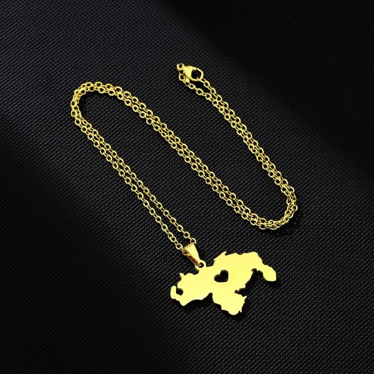 Map Flag Pendant Necklace Clavicle Chain Jewelry Venezuela Symbol Necklace