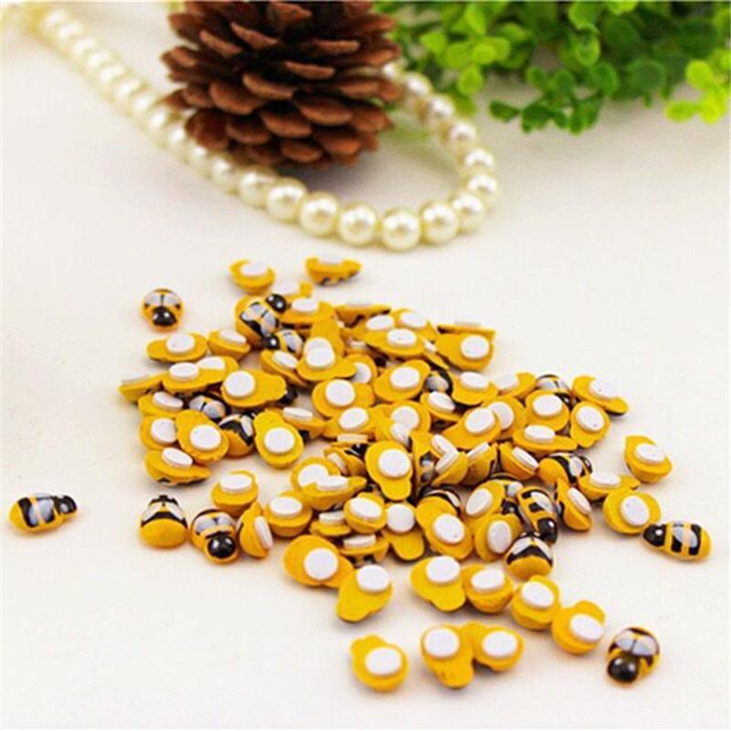 50/100pcs Bee Wooden Mini DIY Scrapbooking Easter Decoration Home Wall Decor Birt Hday Party Decorations Bee Wooden Kids Gift