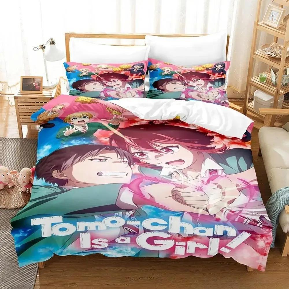 Tomo-chan Is A Girl! Bedding Set Single Twin Full Queen King Size Bed Set Adult Kid Bedroom Duvet Cover Set Anime