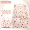 Corduroy Three-Piece Backpack Cherry Pattern Girl Heart Large Capacity Lightweight Backpack