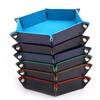 1PC Foldable PU Leather Dice Tray Desktop Coin Key Debris Hexagon Storage Tray