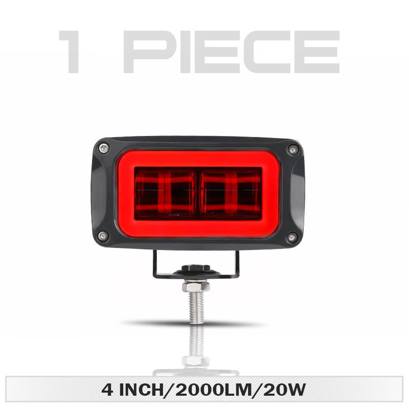 4-inch 8D Lens LED Rectangular Work Lamp Angel Eyes Halo Driving Light Reverse Fog Light for Car Truck ATV Motocycle UTV Pickup