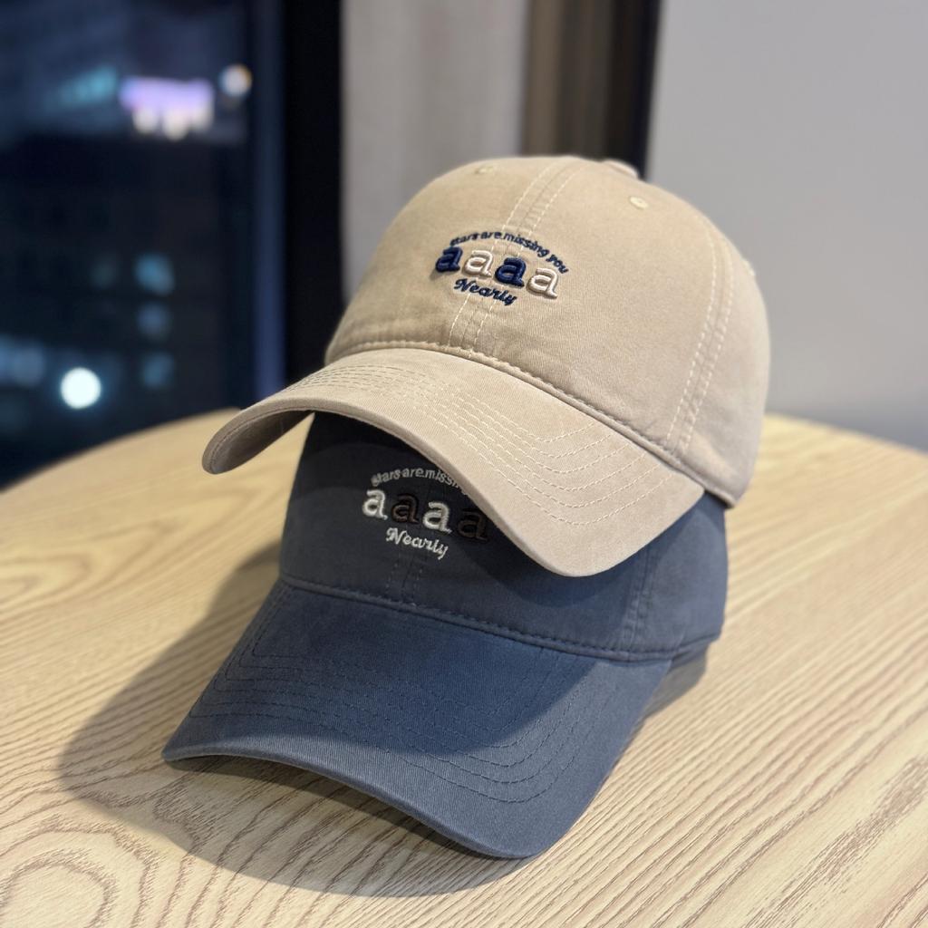 High quality letter embroidery soft top baseball cap women's versatile big head circumference cap wide brim shows the face