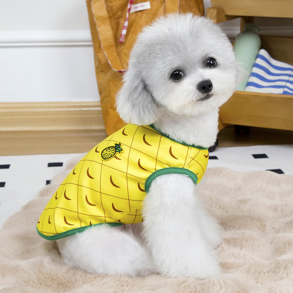 

Puppy pet summer clothes soft and breathable watermelon pineapple outfit 2XL