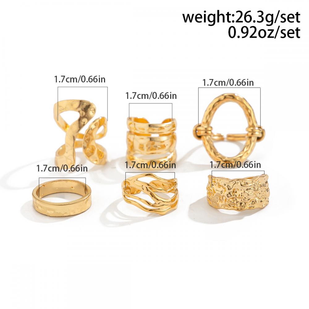 6Pcs/Set Boho Geometric Hollow Irregular Rings Set for Women Gold Silver Color Finger Rings Fashion Party Jewelry Accessories