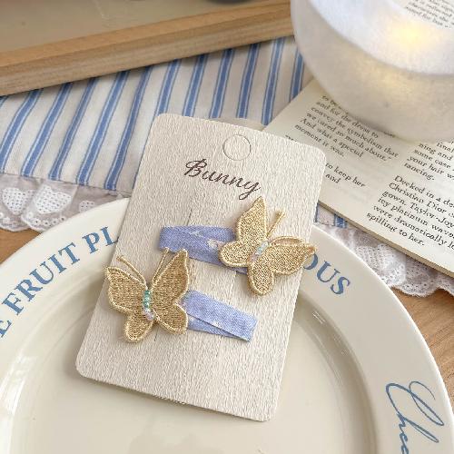 Beaded Butterfly Floral Bb Clip Hairpin  Sweet Advanced Children's Hair Accessories Forehead Side Cartoon Hairpin