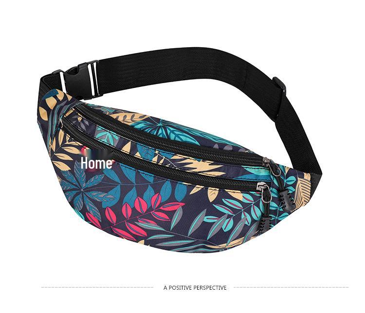 

Women s Fashion Printed Double Layer Nylon Fanny Pack - Large Capacity Crossbody Chest Wallet синий/розовый