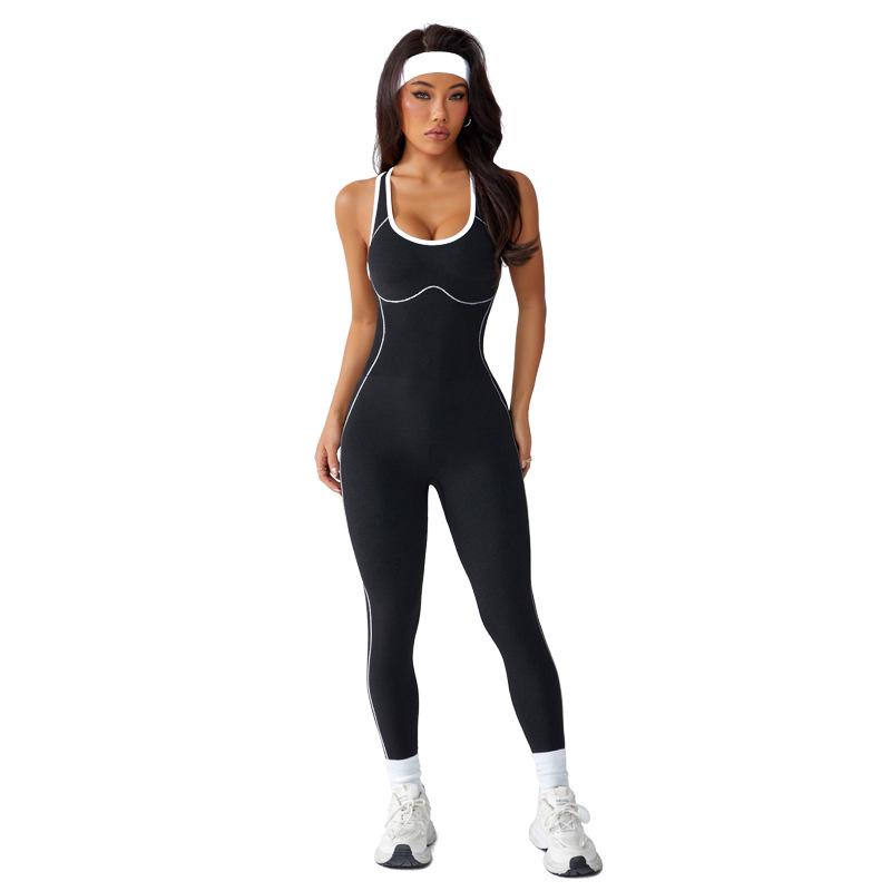 Kleurrijke Yoga Bodysuit: Sportieve, Stijlvolle Lange Jumpsuit voor Hardlopen & Fitness