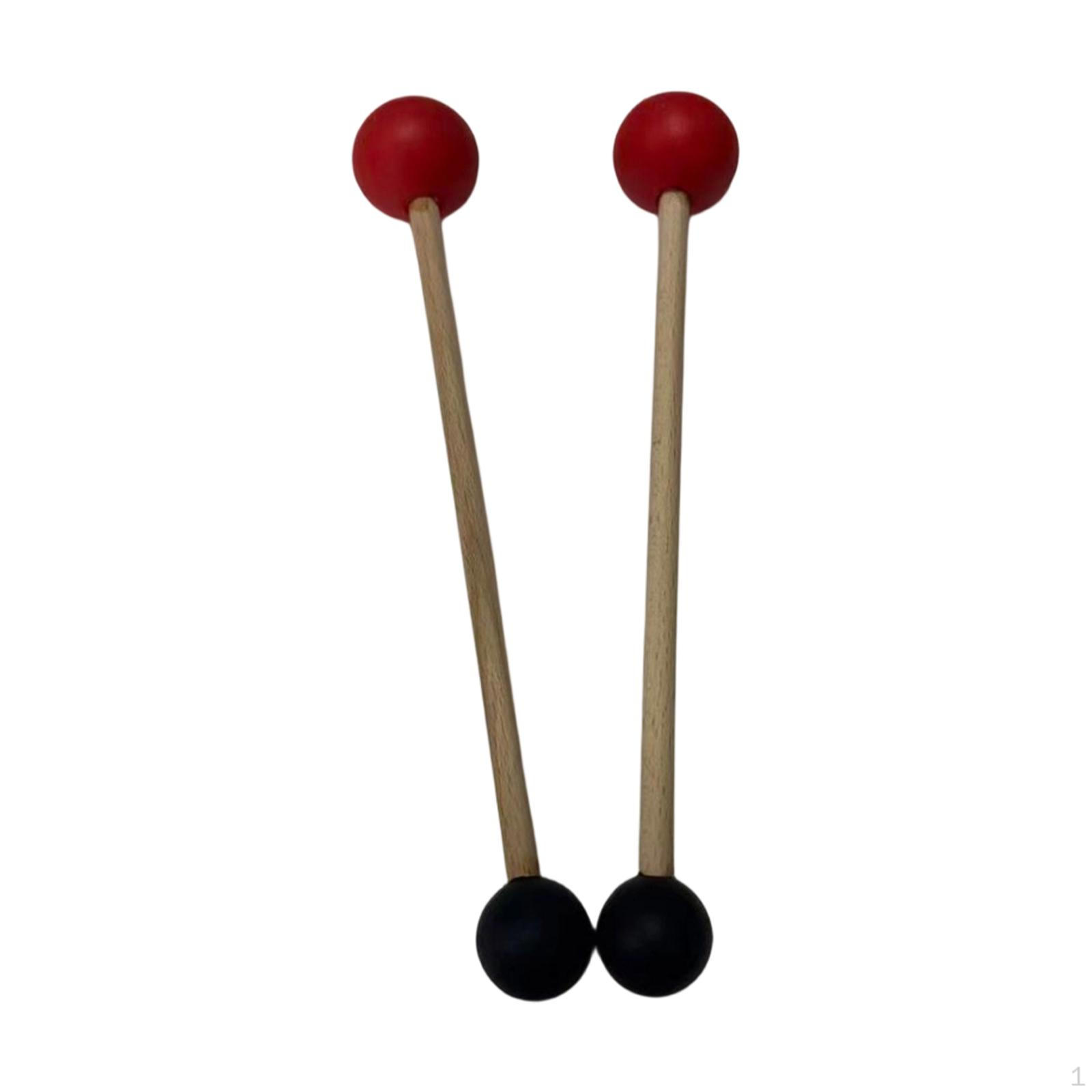 

Mallet Set, Doubleheaded Rod, Wooden Handle, Feltrubber Combination for Warm And Long Tones, red and black round