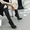 2025 Winter Women Knee High Modern Boots Patent Leather Big Size 34~46 Sexy Stiletto PU Party Shoes Botas De Invierno Para Mujer