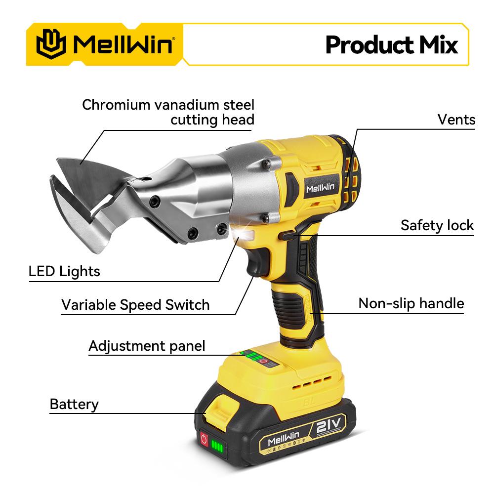 MELLWIN 1800W Brushless Electric Scissors Cordless Electric Iron Sheet Shears Home Multi Shears Tools For Makita 18V Battery Pin