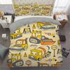 Simple Cartoon Car Bedding Cover Excavator Down Quilt Cover Bedroom Bed Cover Single and Double King Size Quilt Cover Home Textile 2/3pcs