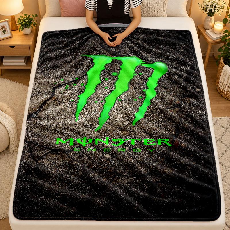 Flannel BlanketMonster Energy Warm Soft Throw Blanket for Indoor Sofa Bed Living Room Use