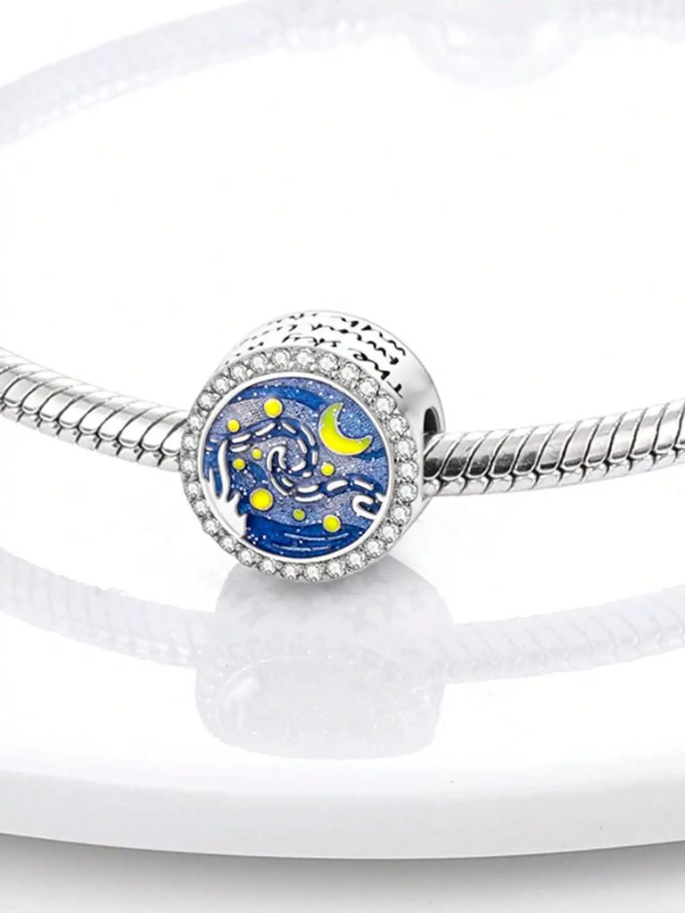 Charm Copper Colors Starry Sky Moon Bead For Original Bracelet Diy Beads Charms Jewellery Making Gift For Women Styfne