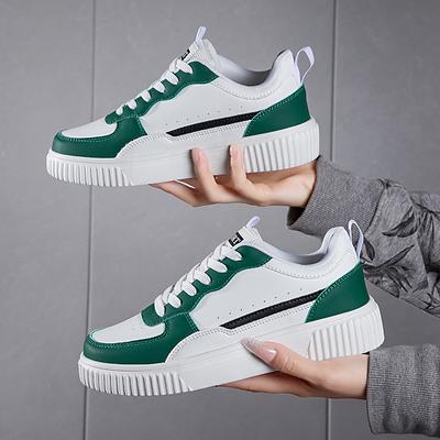 2025 İlkbahar Kadın Ayakkabıları Dış Mekan Yeşil Deri Günlük Spor Ayakkabılar Erkek Spor Koşu Nefes Alabilir Yürüyüş Düz Kadın Ayakkabısı Moda