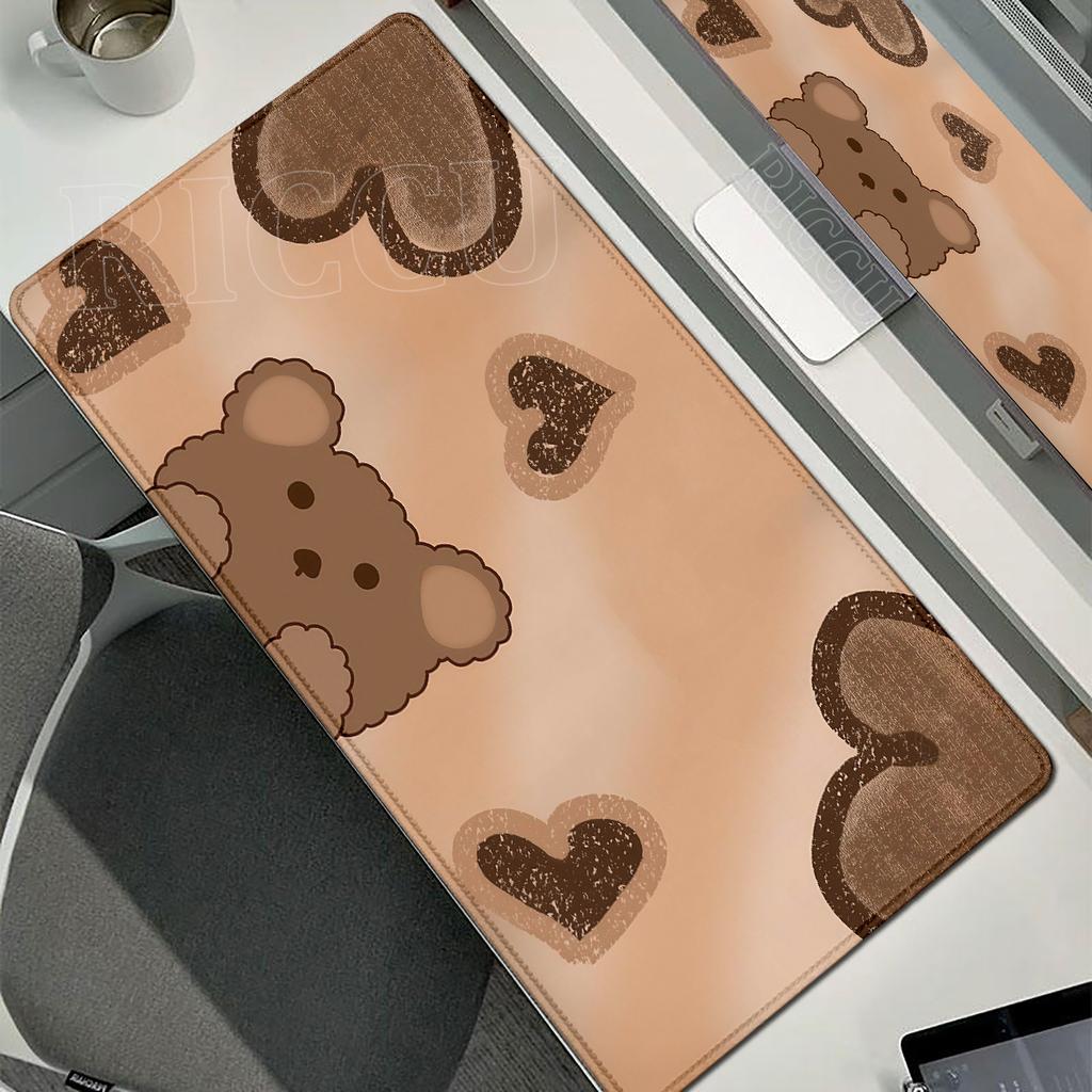 Cute Brown Bear Mouse Pad Rubber Non-Slip Computer Keyboard Anime Bears Desk Mat Office PC Cabinet XXL Tablepad E-Sports Carpet