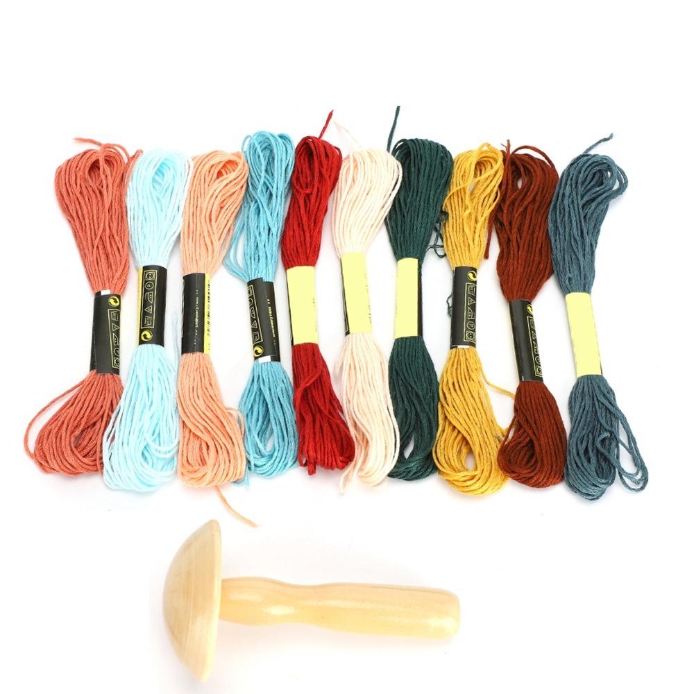 Cotton Darning Supplies Kit Rainbow Colors Sewing Tools Mushroom Patching Threads  DIY Sewing