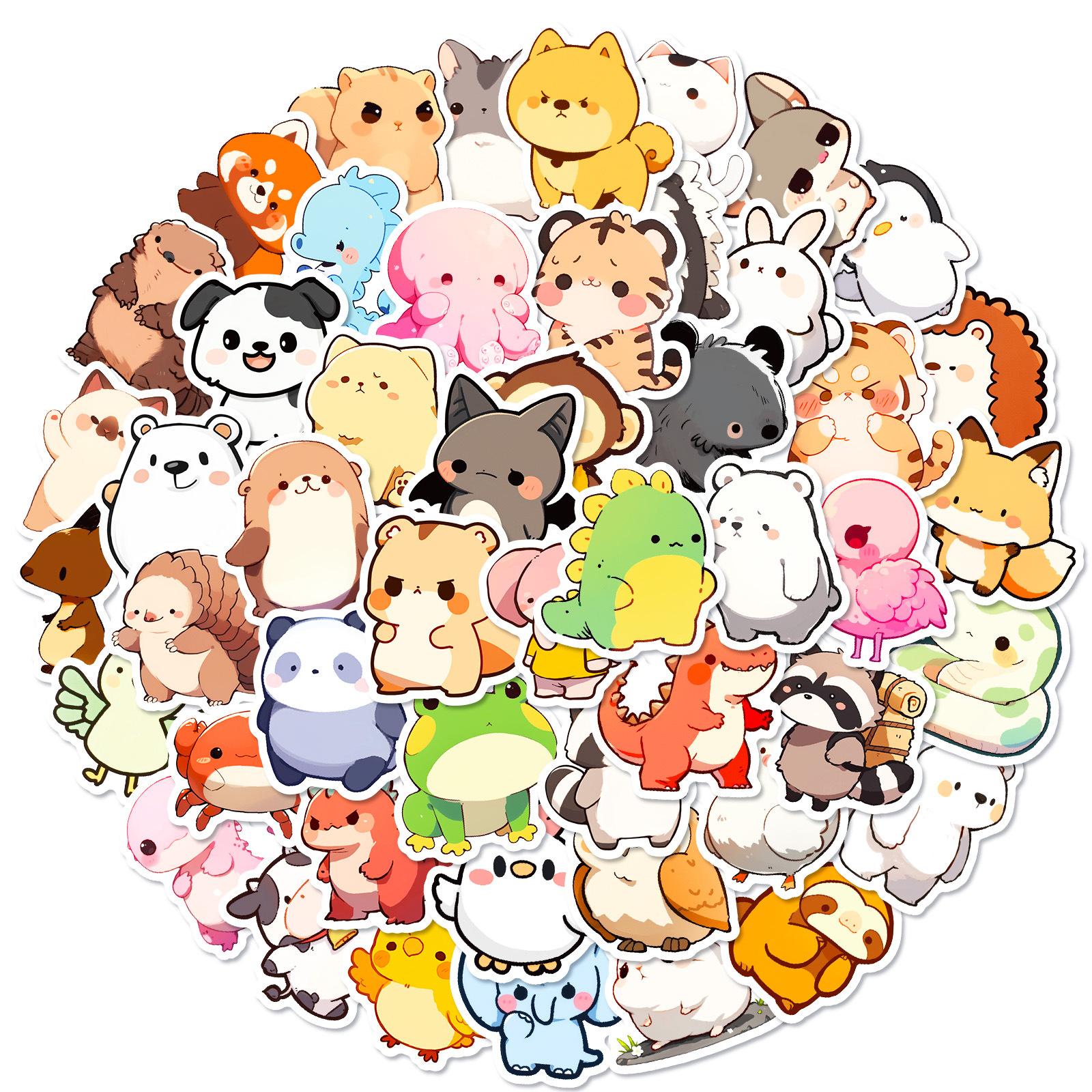 

50 New Simple Drawings Standing Animal Cartoon Stickers Cute Q Cute Skateboard Suitcase Stickers