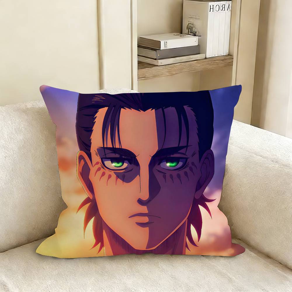 EEren YYeager Anime AAttack On TTitans Pillow Cover Sofa Cushion Cover Home Room Decoration Children Gift