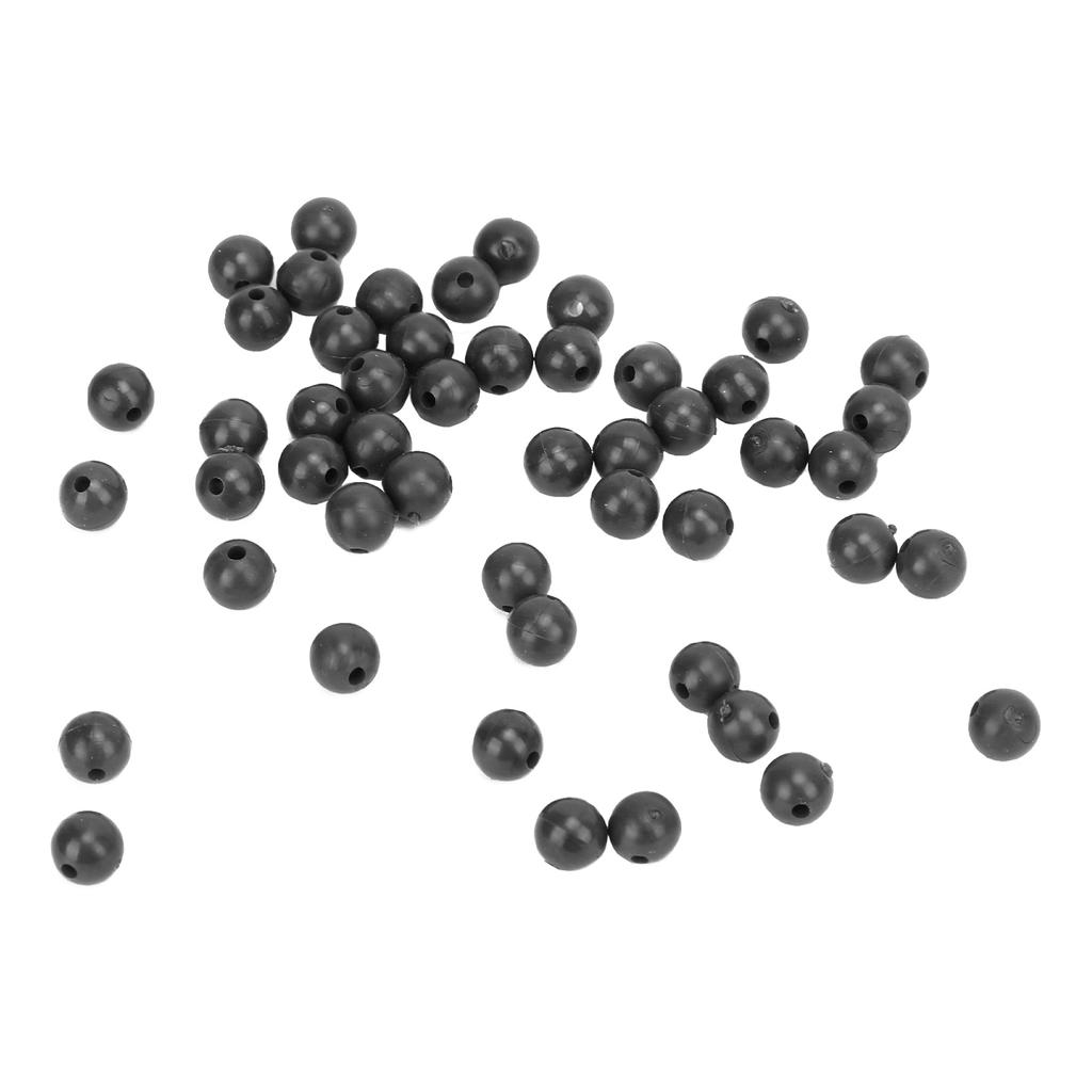 50pcs 8mm Space Beans Set Silica Gel Fishing Line Stopper Collision Avoidance BeansBlack