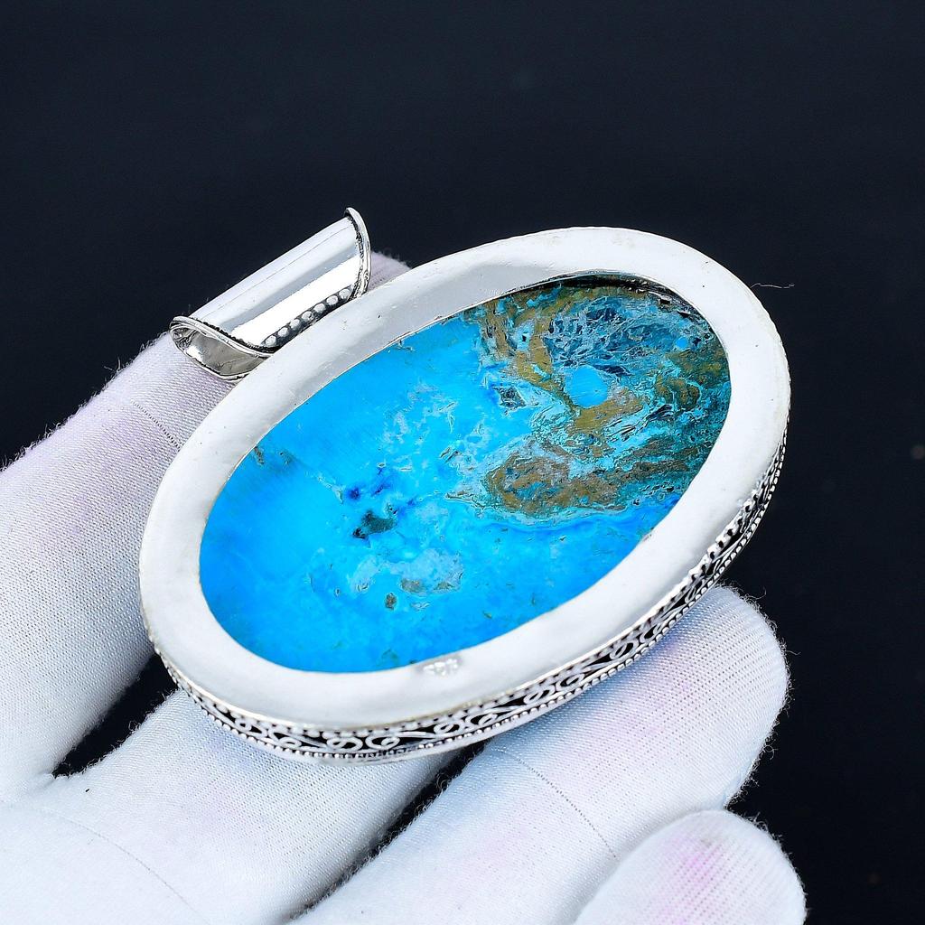 Tibetan Turquoise Pendant, 925 Sterling Silver Handmade Jewelry, Turquoise Silver Pendant, Party Wear Jewelry For Women's, Pendant Christmas Gift