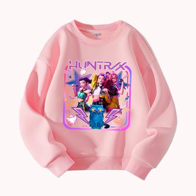 HUNTRX Girl Group Graphic Print Round Neck Sweatshirt for Women - Trendy Pop Music Inspired Casual Pullover Top