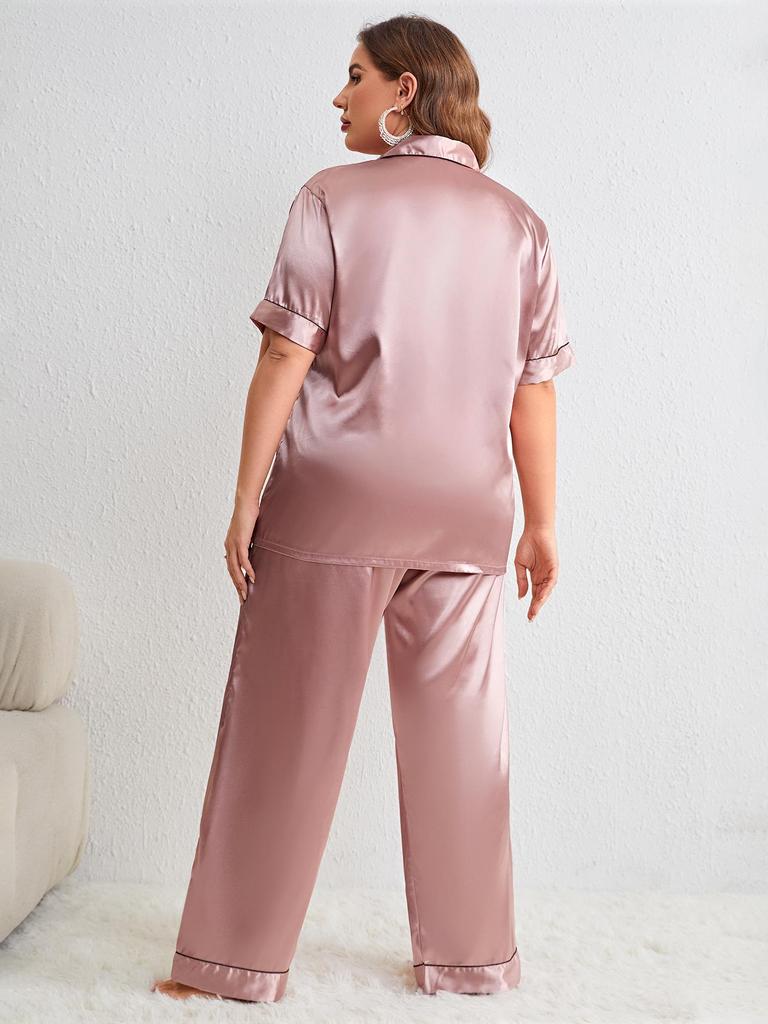 Danny Lin Summer Fashion Plus Size Casual Two-Piece Pajama Set with Loose Long Pants for Home Wear