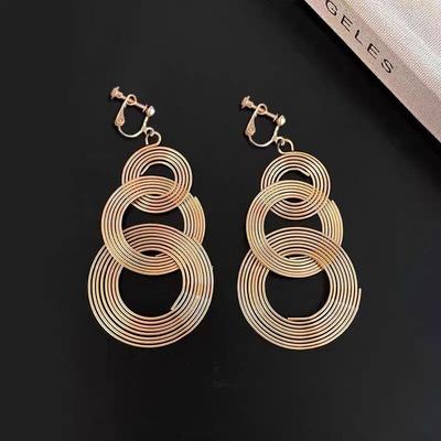Multi-Layer Round Hollow High-Key Eardrop Fashion Style Accessible Luxury Fancy Earrings Niche Personality Socialite Elegant Earrings