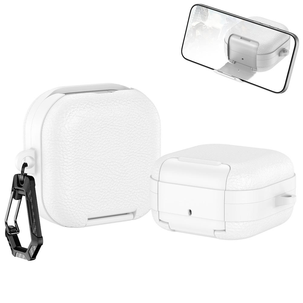 

For Samsung Galaxy-Buds 4/4pro Secure Lock Case With Phone Stand And Keychain Anti-drop Protective Cover Headphone Accessories білий