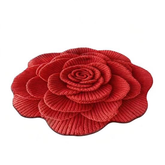 

3D Цветочный коврик для пола Реалистичный цветок Ковер для гостиной Нескользящий Впитывающий коврик для ванной Ковер для спальни Игровой комнаты Кухни 80cm красный