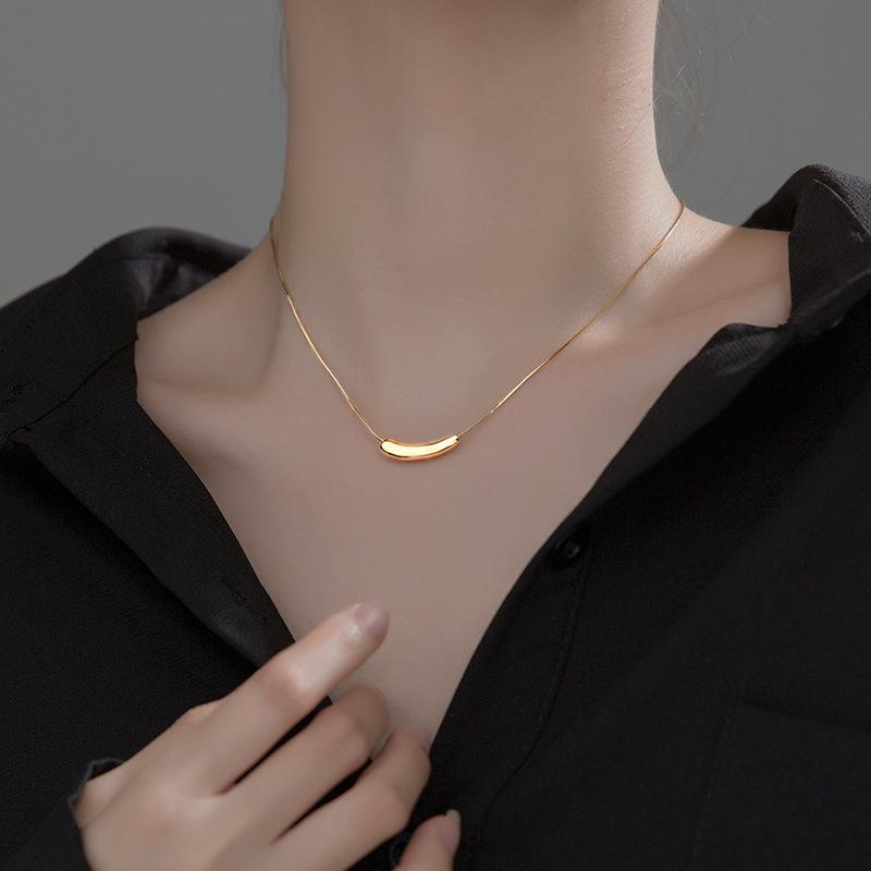 Stainless Steel Metal Irregular Wrinkled Pendant Necklace for Women Fashion Gold Color Short Clavicle Chain Necklaces Jewelry