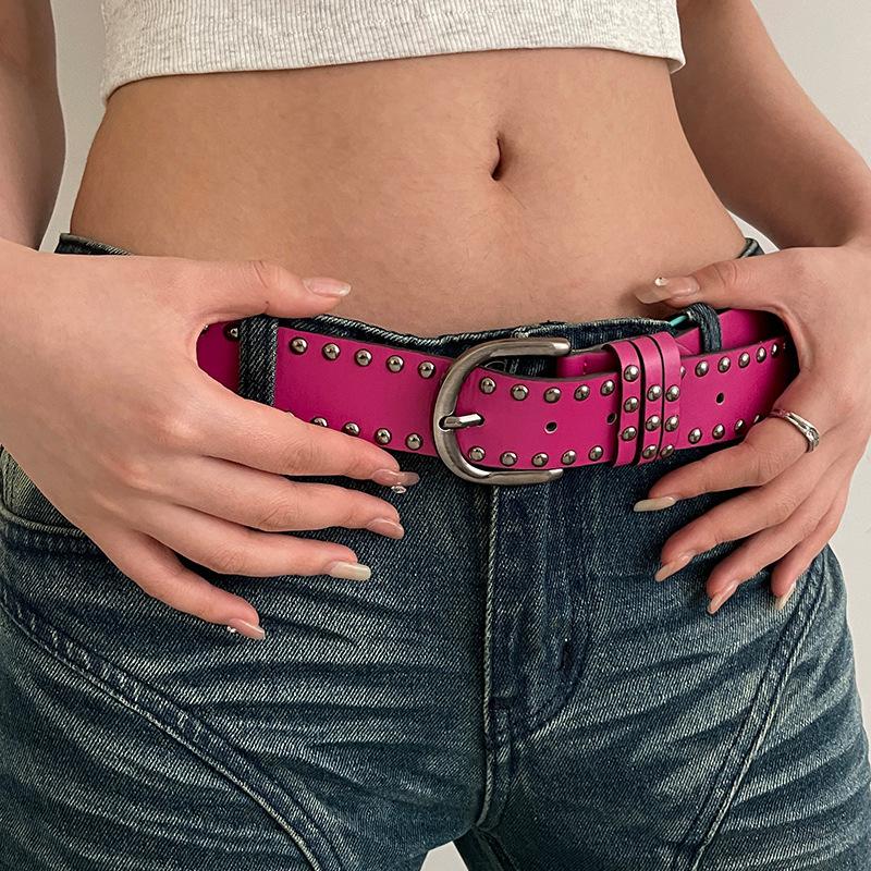 Rivet Punk Needle Buckle Belt For Men Women Versatile Y2K Jeans Decor Pu Leather Strap Hip Hop Retro Waistband