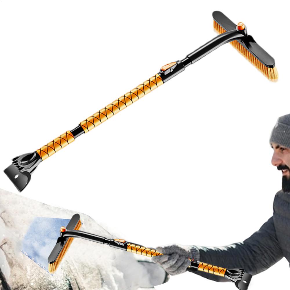 Snow Brush And Ice Scraper Extendable Cleaning Tool Snow Removal Brush With 360 Degree Pivoting Head For Vehicle SUV Truck