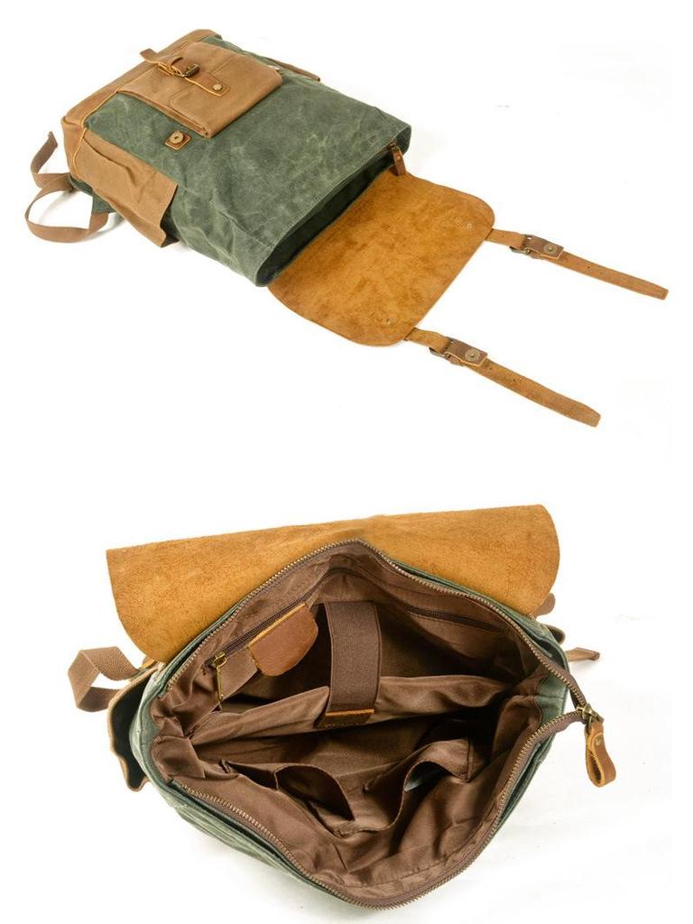 Retro Canvas & Leather Waterproof Unisex Backpack