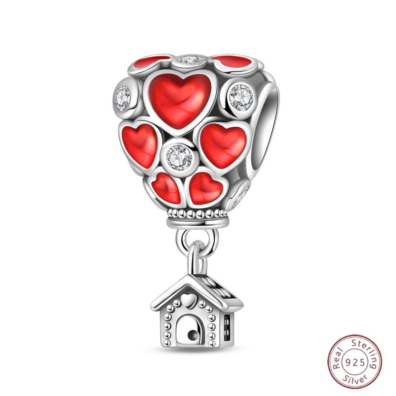 New Copper Charm Bead Mother'S Day Love Heart Family Charm Bead Pendant Fits Bracelet Womens Jewelry Gift