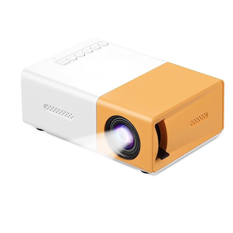 Yellow-White YG300 HD Mini LED Projector for Dormitory and Home
