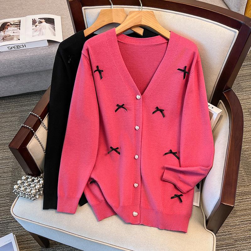 

Plus Size Women s Loose Knit Cardigan Sweater, Bust 150/160 cm, 200-350 Jin - Style 8303 3XL чёрный