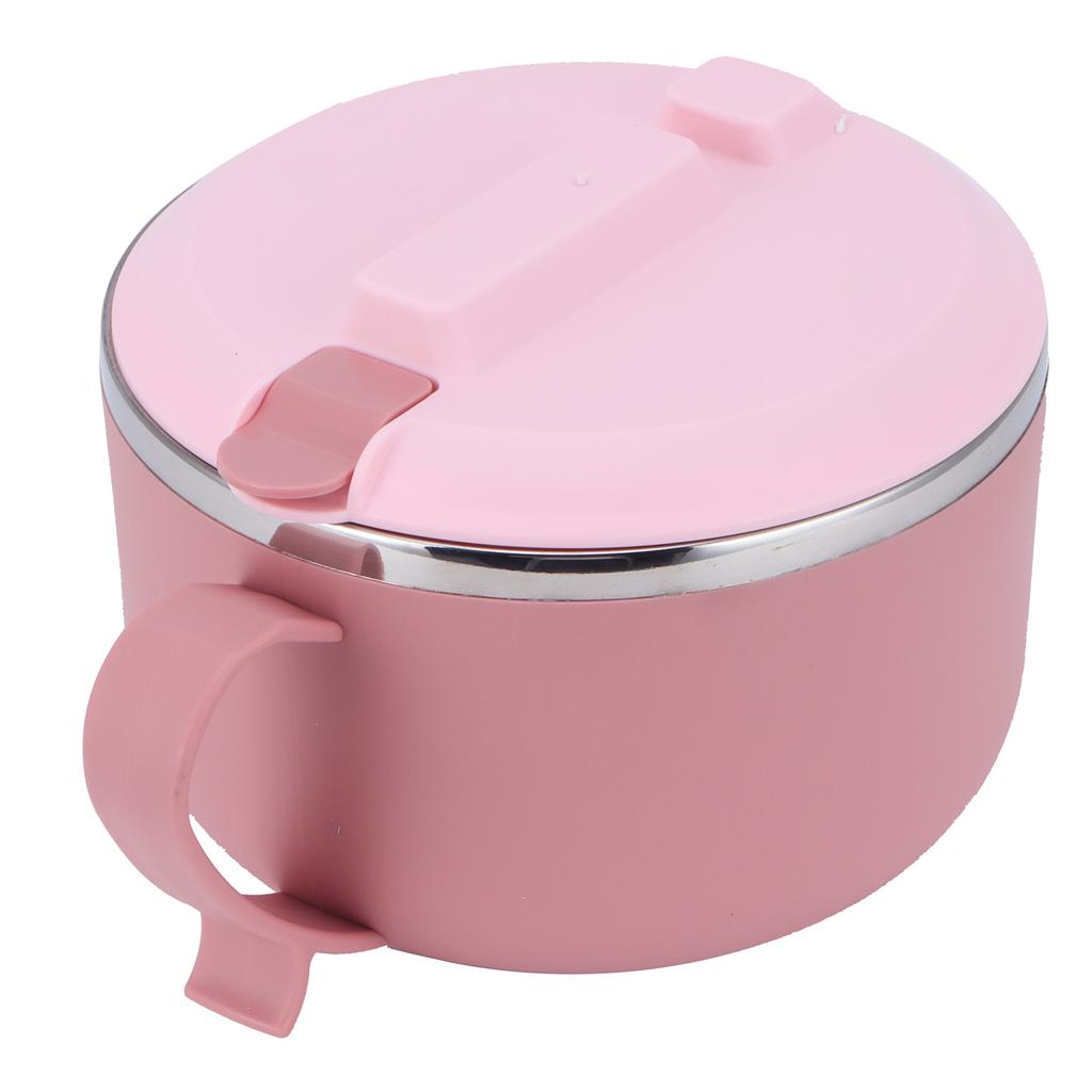 Reisnudelschale mit Deckel 1200ML Verbrühschutz Thermische Lunchbox Küchenutensilien(Rosa )