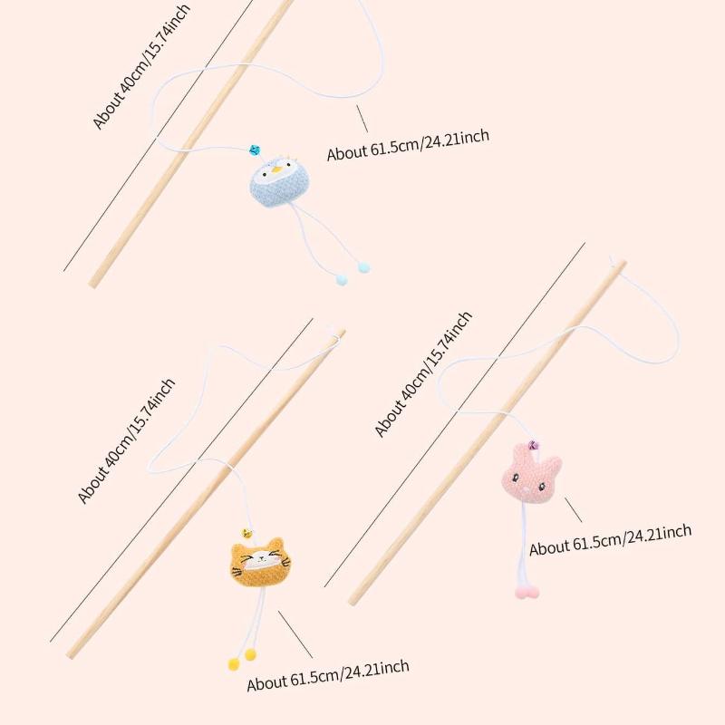 1pc Random Color Cute Animal Shaped Cat Teaser Toy Stick For Cat Use