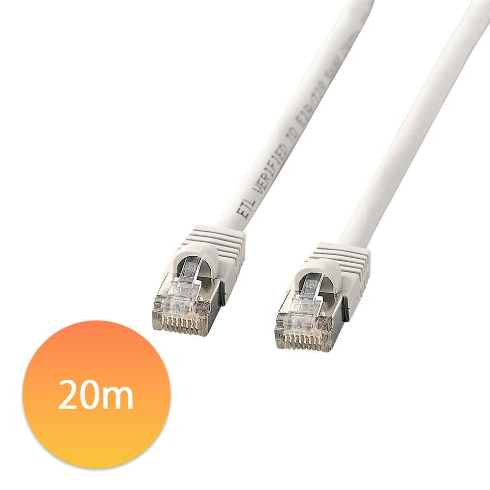 SANWA SUPPLY STP Enhanced Category 5 Cable, 20m, Light Gray, KB-STP-20LN